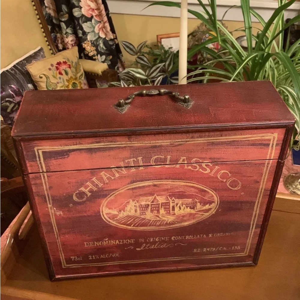 Wine Wood Storage Box Wooden Chianti Classico with Handle Carrying Case - Picture 2 of 7